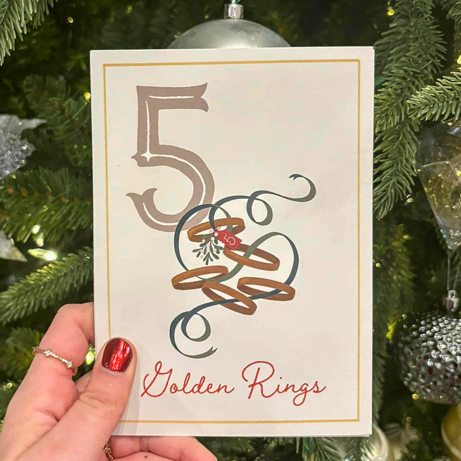 The Fifth Day of Christmas, Five Golden Rings.